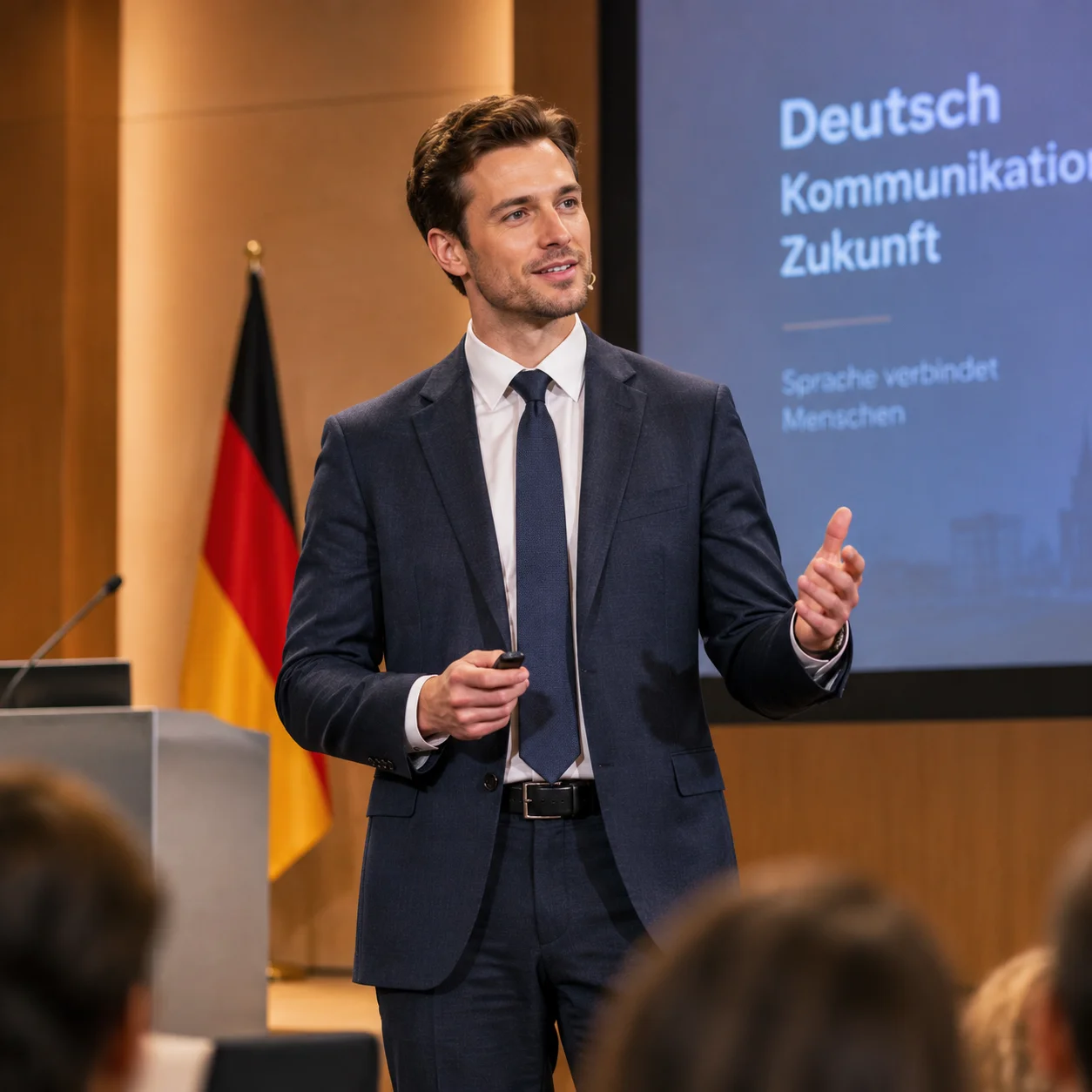 Vortragender bei einer rhetorischen Masterclass